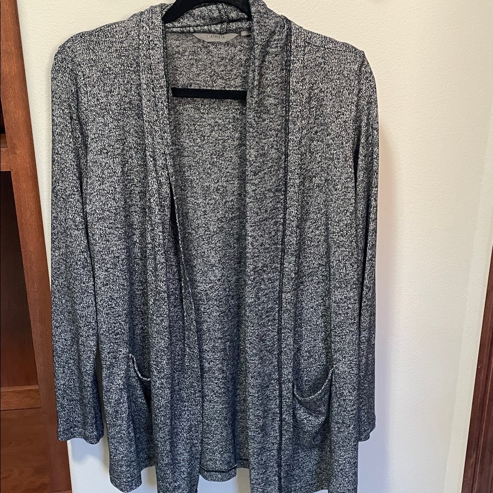 Athleta Black Heathered Open Front Cardigan